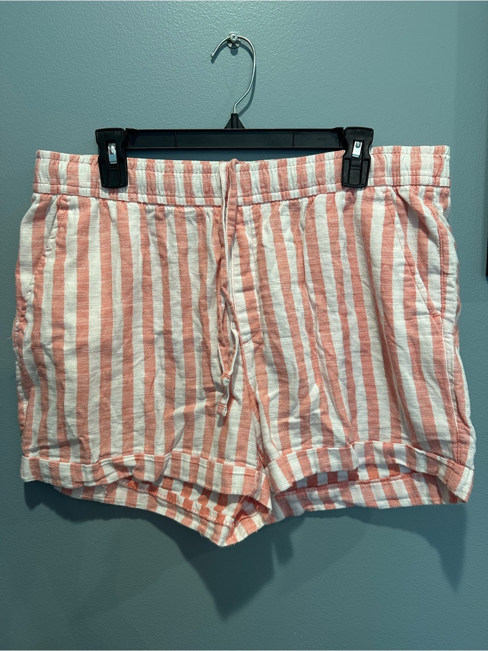 Old Navy Pink and White Striped Drawstring Shorts